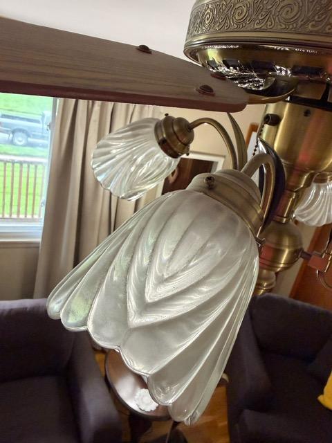 Glass shades, washed by hand — before cleaning