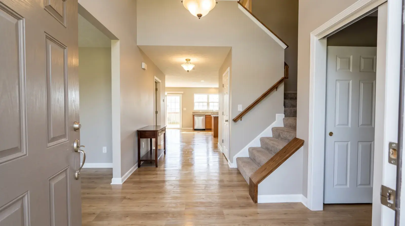 An emptied entry hall cleaned and ready for a final walkthrough