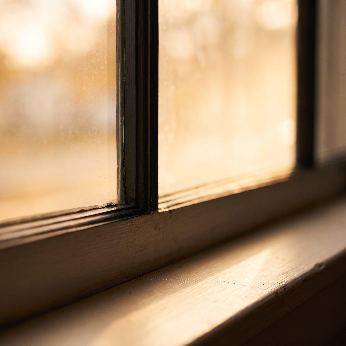 Afternoon light through a cleaned window pane