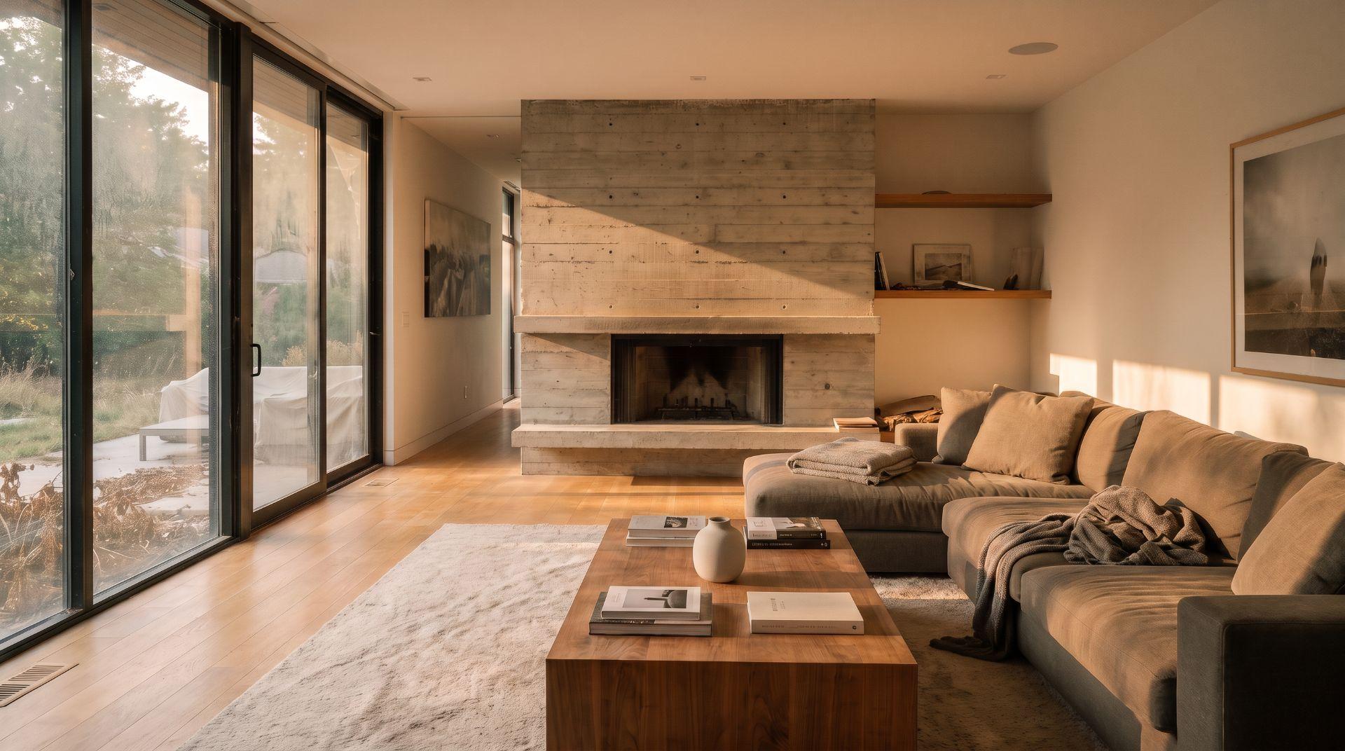 A cleaned living room in warm afternoon light