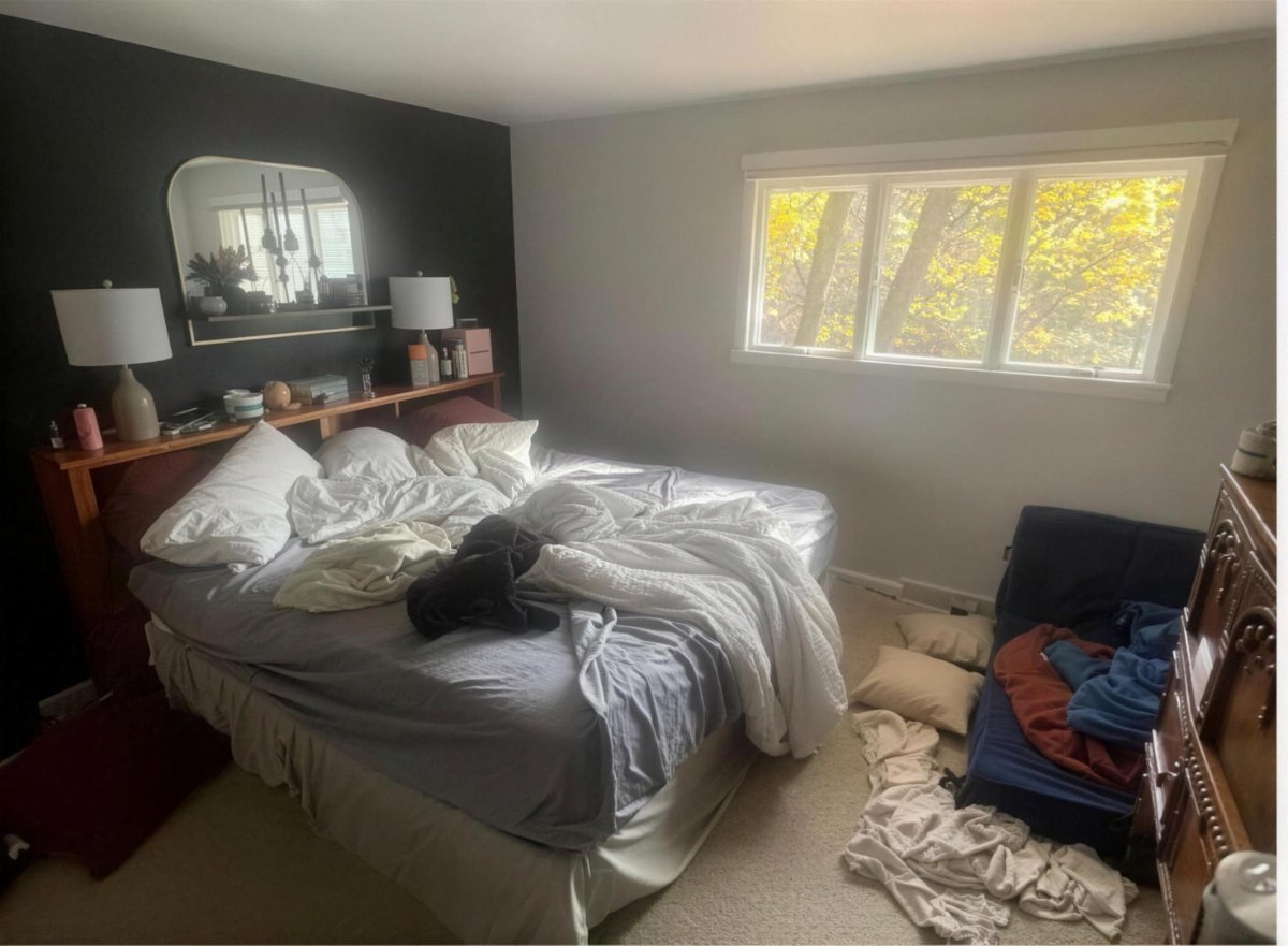 Bedroom turnaround — before cleaning