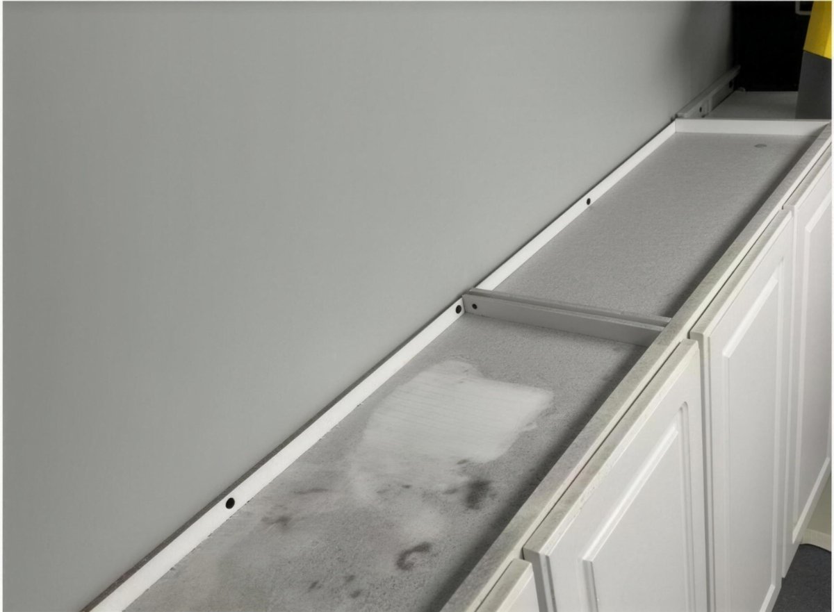 Cabinet tops, degreased — before cleaning
